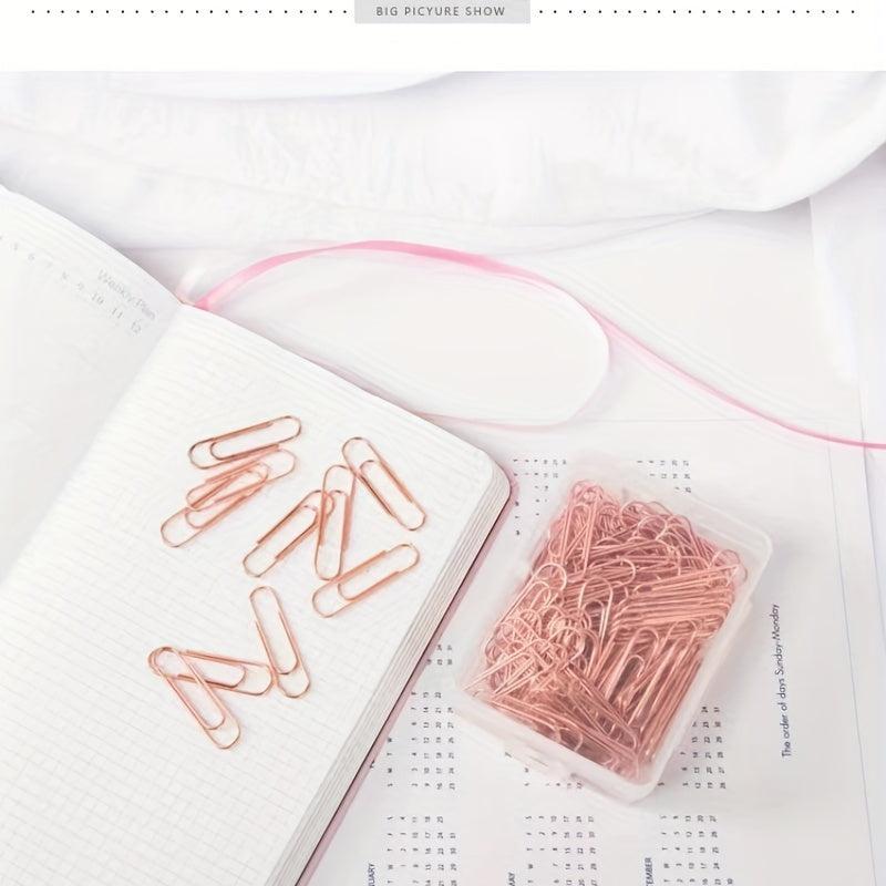 120pcs Rose Golden Paper Clip Desk Organizers