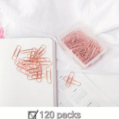 120pcs Rose Golden Paper Clip Desk Organizers