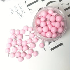 100pcs Pink Round Head Push Pins Map Thumb Tacks