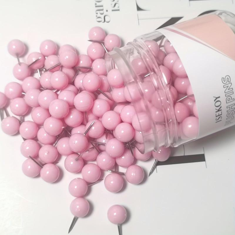 100pcs Pink Round Head Push Pins Map Thumb Tacks