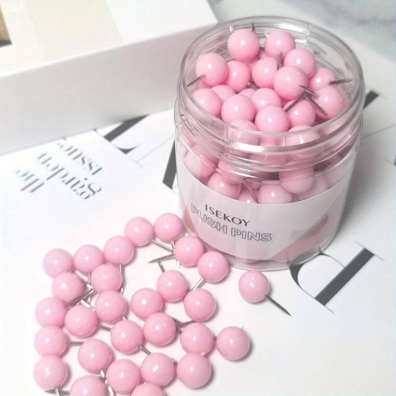 100pcs Pink Round Head Push Pins Map Thumb Tacks
