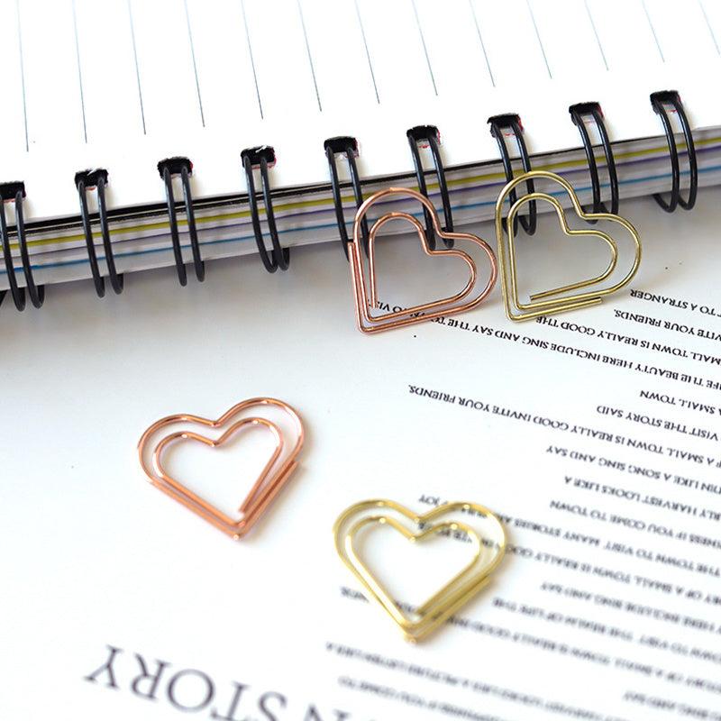 10pcs Love Heart Shaped Paper Clips for School Office Supplies & DIY Weddings