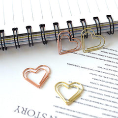 10pcs Love Heart Shaped Paper Clips for School Office Supplies & DIY Weddings