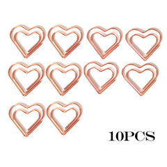 10pcs Love Heart Shaped Paper Clips for School Office Supplies & DIY Weddings