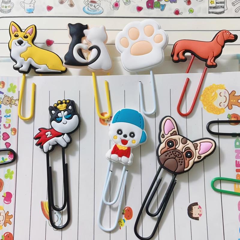 12pcs Cartoon Animal Paper Clips & Sticky Notes Set
