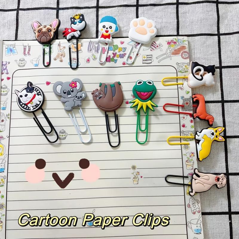 12pcs Cartoon Animal Paper Clips & Sticky Notes Set
