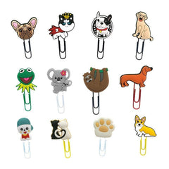 12pcs Cartoon Animal Paper Clips & Sticky Notes Set
