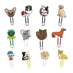 12pcs Cartoon Animal Paper Clips & Sticky Notes Set