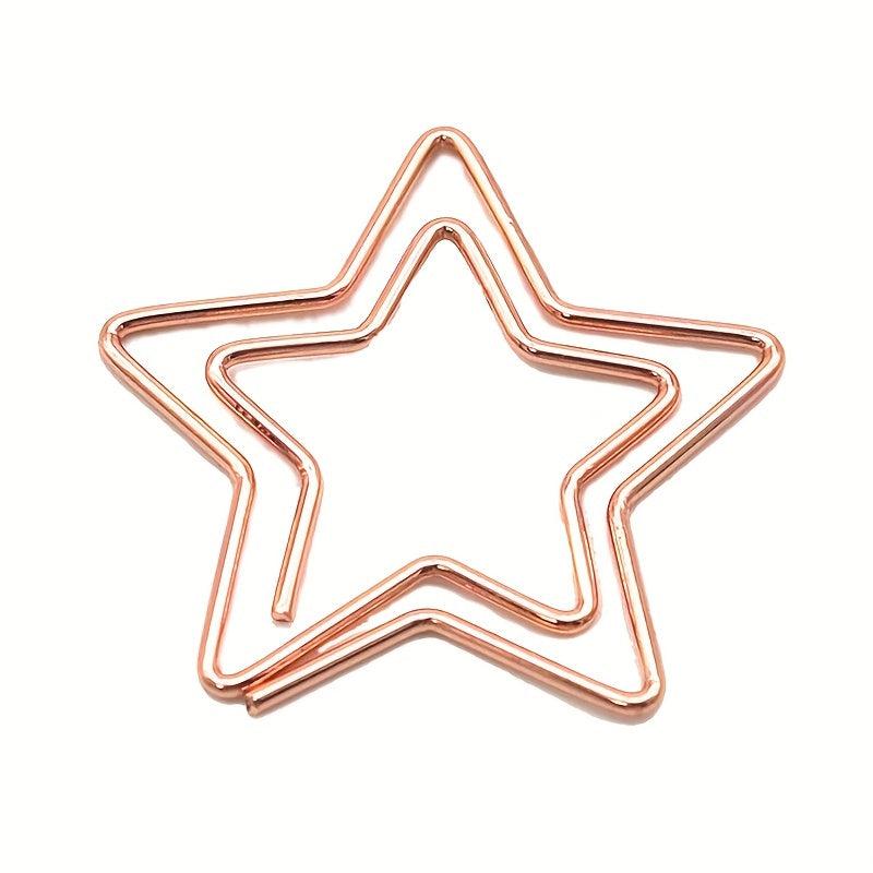 10 Mixed Pentagram Paper Clips Rose Golden Special Shaped