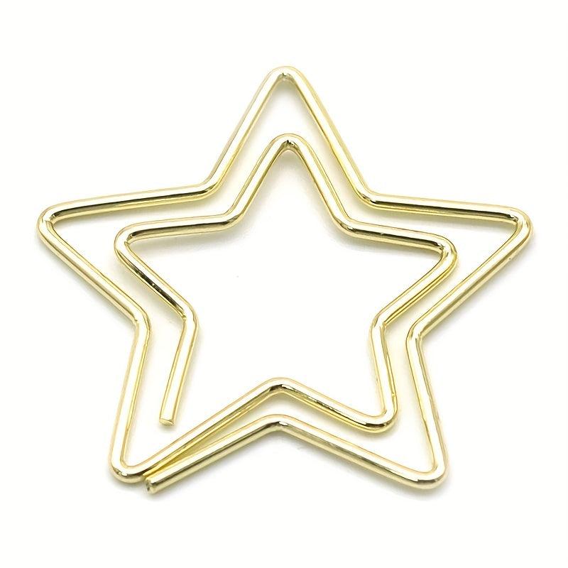 10 Mixed Pentagram Paper Clips Rose Golden Special Shaped
