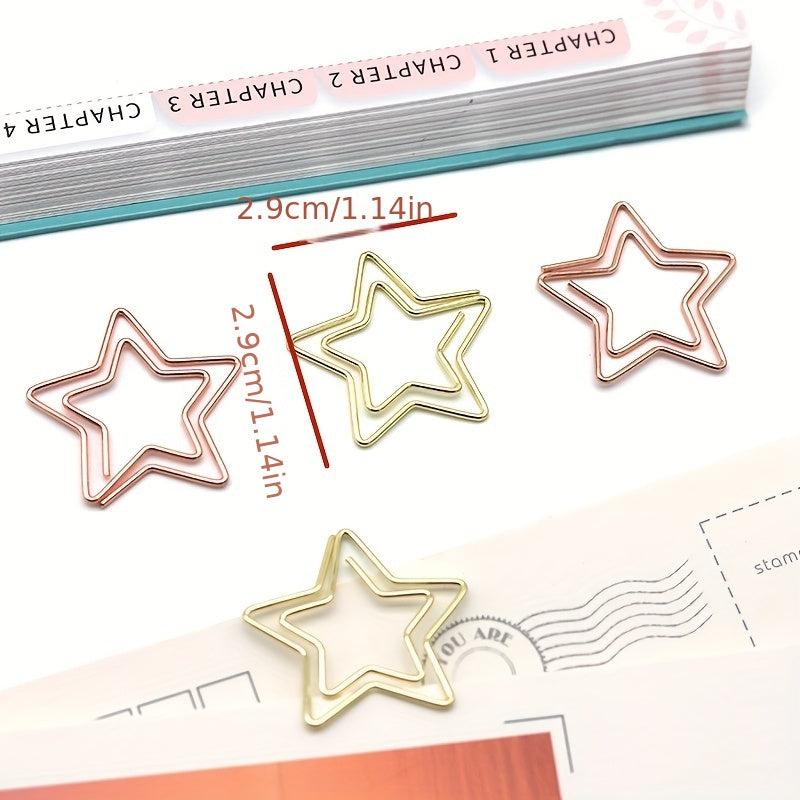 10 Mixed Pentagram Paper Clips Rose Golden Special Shaped