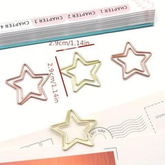 10 Mixed Pentagram Paper Clips Rose Golden Special Shaped
