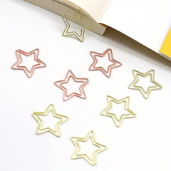 10 Mixed Pentagram Paper Clips Rose Golden Special Shaped