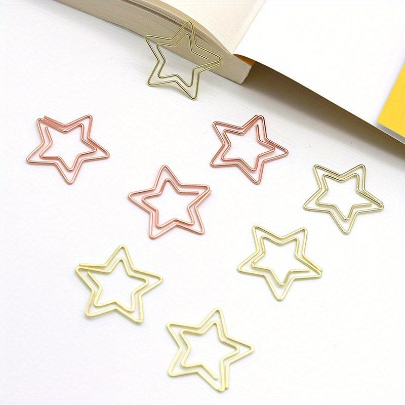 10 Mixed Pentagram Paper Clips Rose Golden Special Shaped