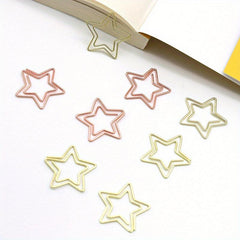 10 Mixed Pentagram Paper Clips Rose Golden Special Shaped