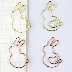 10Pcs Bunny Shaped Metal Paper Clips Cartoon Love Rabbit Bookmarks for Notebooks