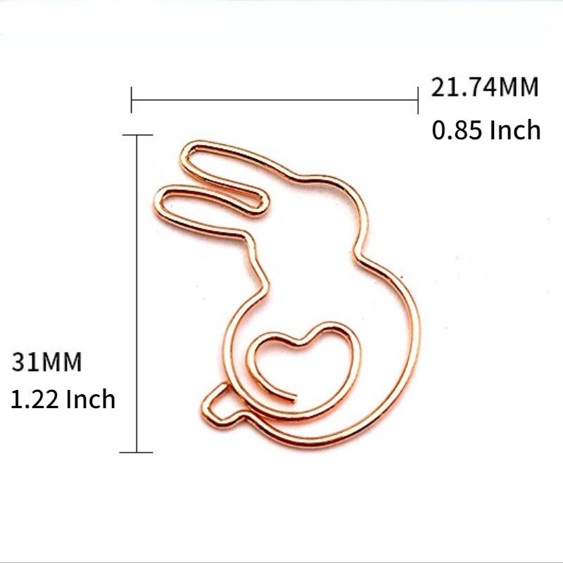 10Pcs Bunny Shaped Metal Paper Clips Cartoon Love Rabbit Bookmarks for Notebooks