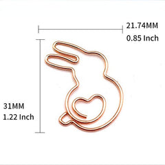 10Pcs Bunny Shaped Metal Paper Clips Cartoon Love Rabbit Bookmarks for Notebooks