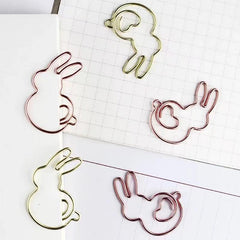 10Pcs Bunny Shaped Metal Paper Clips Cartoon Love Rabbit Bookmarks for Notebooks