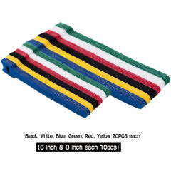 120pcs Releasable Cable Ties Hook And Loop Straps 6 Colors Optional