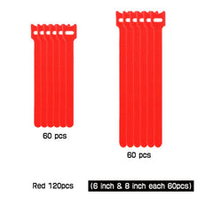 120pcs Releasable Cable Ties Hook And Loop Straps 6 Colors Optional