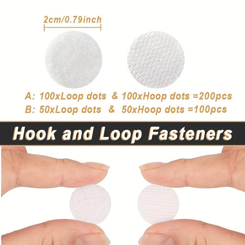 200pcs Self Adhesive Dots 0.79in Hook & Loop Fastener