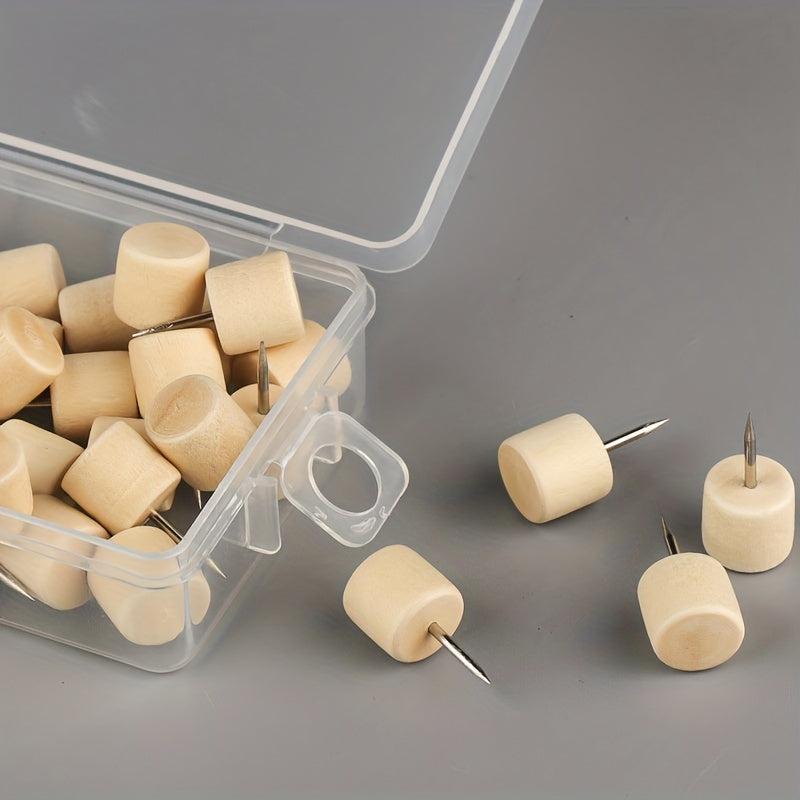 50pc Wooden Push Pins Thumb Tacks for Bulletin Boards Home Office