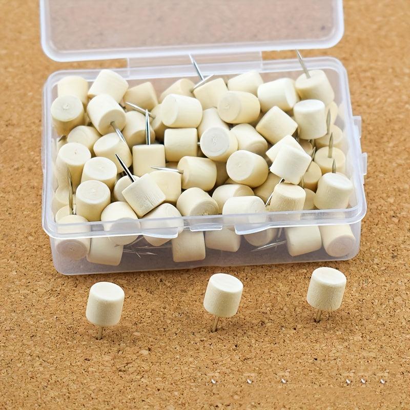 50pc Wooden Push Pins Thumb Tacks for Bulletin Boards Home Office