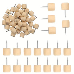 50pc Wooden Push Pins Thumb Tacks for Bulletin Boards Home Office