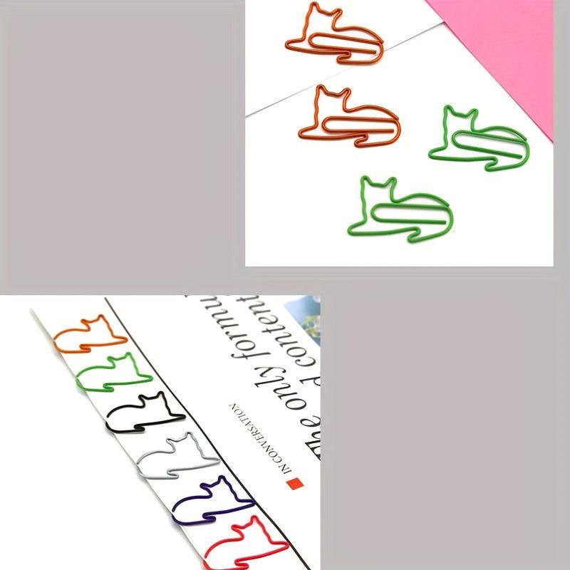 30pcs Cat Paper Clips Index Tabs Bookmark Mix Colors Metal Paper Clips Bookmarks