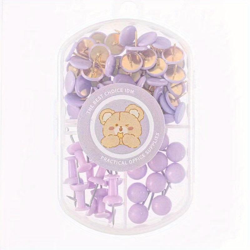 75pcs Macaron Pushpin Box Cork Board Wall Nail Set