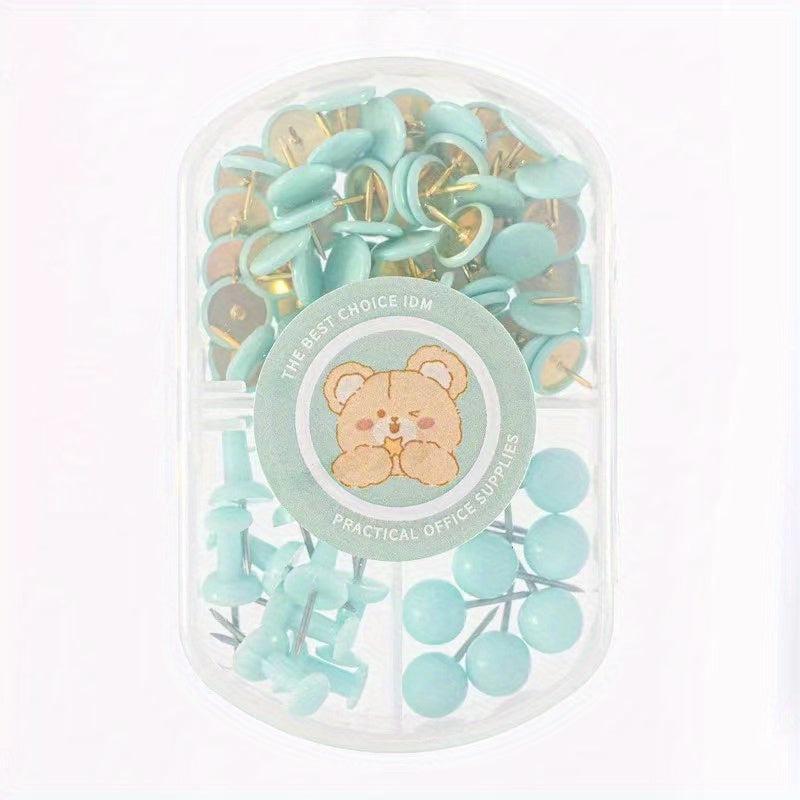 75pcs Macaron Pushpin Box Cork Board Wall Nail Set