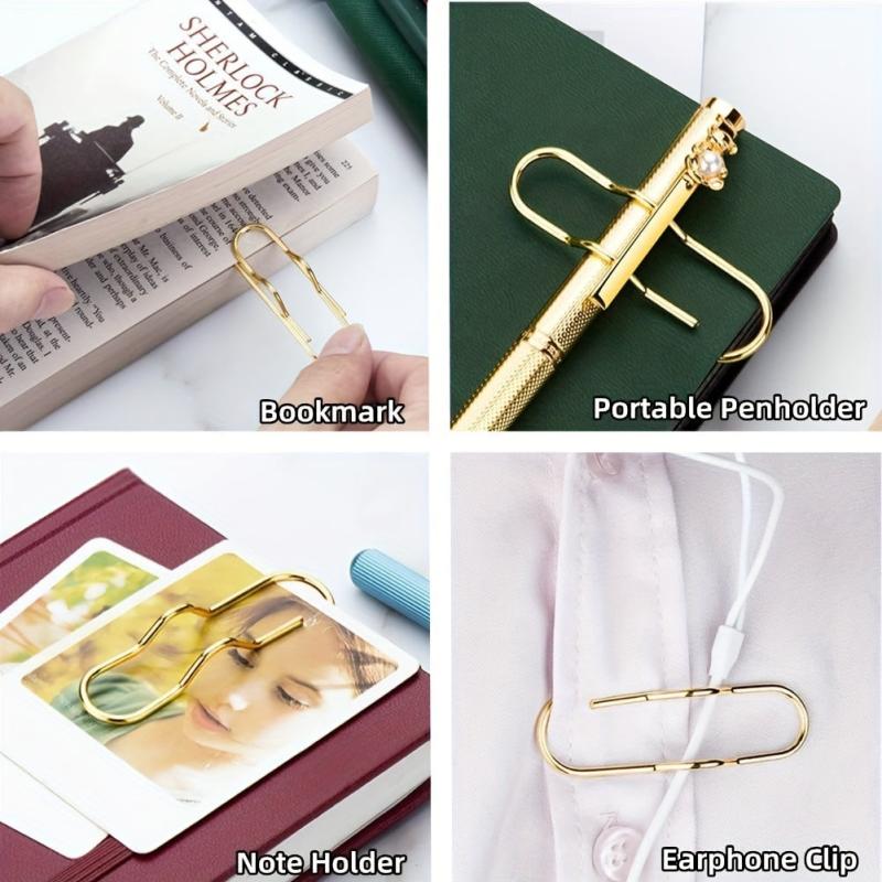 15pcs Mixed Metal Pen Clips For Notebooks Paper Clip Stationery Tool