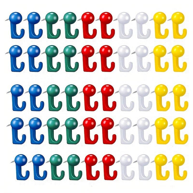 50pcs Push Pin Hooks Plastic Heads Cork Board Hooks Decorative Thumb Tacks Hook