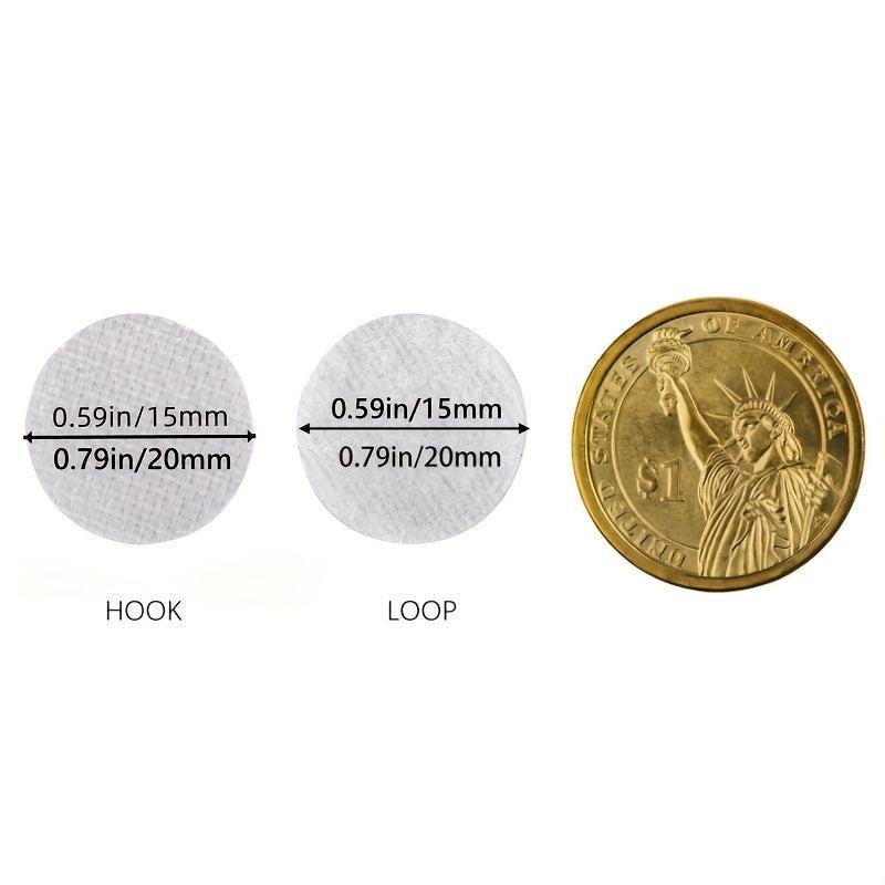 Self Adhesive Hook & Loop Dots 102pairs 15mm 100pairs 20mm Diameter