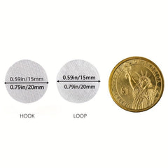 Self Adhesive Hook & Loop Dots 102pairs 15mm 100pairs 20mm Diameter