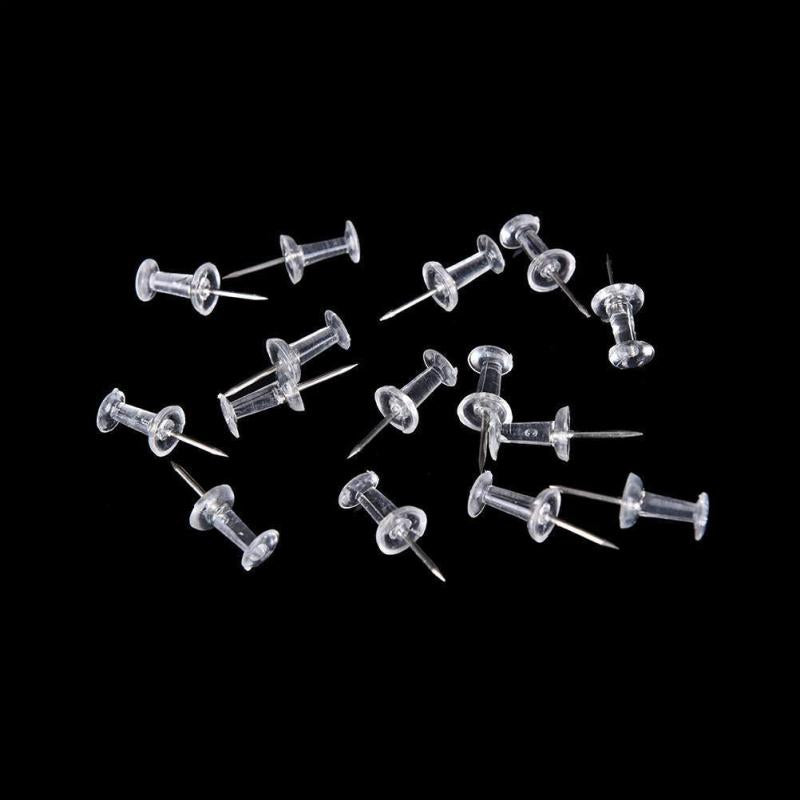 100 Pcs Transparent Plastic Nails Corkboard Office School Supplies