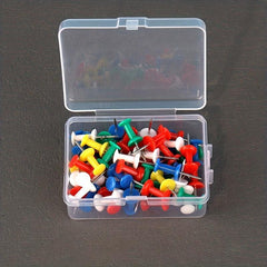 60pcs Push Pins Tacks Clear Colorful Thumb Tacks Steel Point With Organizer Box