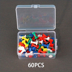 60pcs Push Pins Tacks Clear Colorful Thumb Tacks Steel Point With Organizer Box