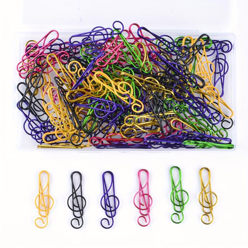 100pcs Mixed Music Note Clips Metal coated Plastic Material