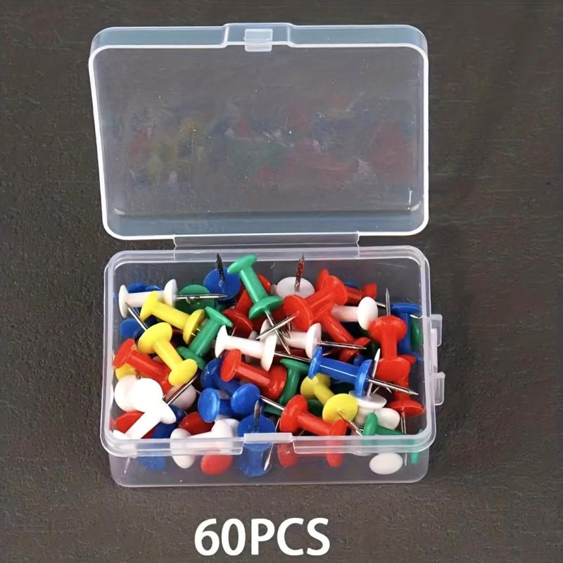 60pcs Colorful Push Pins with Storage Box