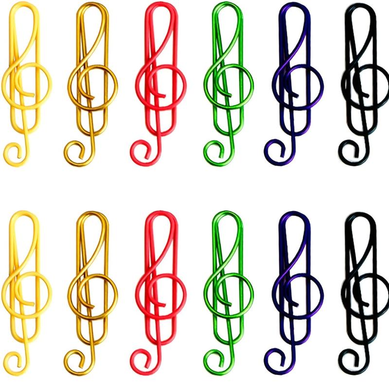 15 Pcs Musical Notes Metal Paper Clips for Office and School Supplies