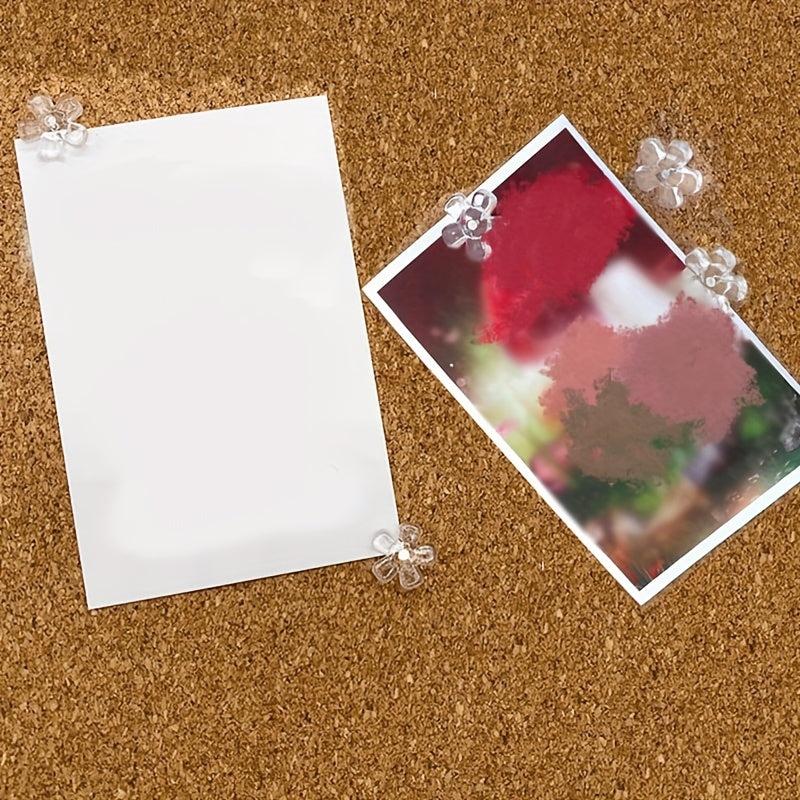 100 Pcs Transparent Flower Shaped Deco Nails Pushpin