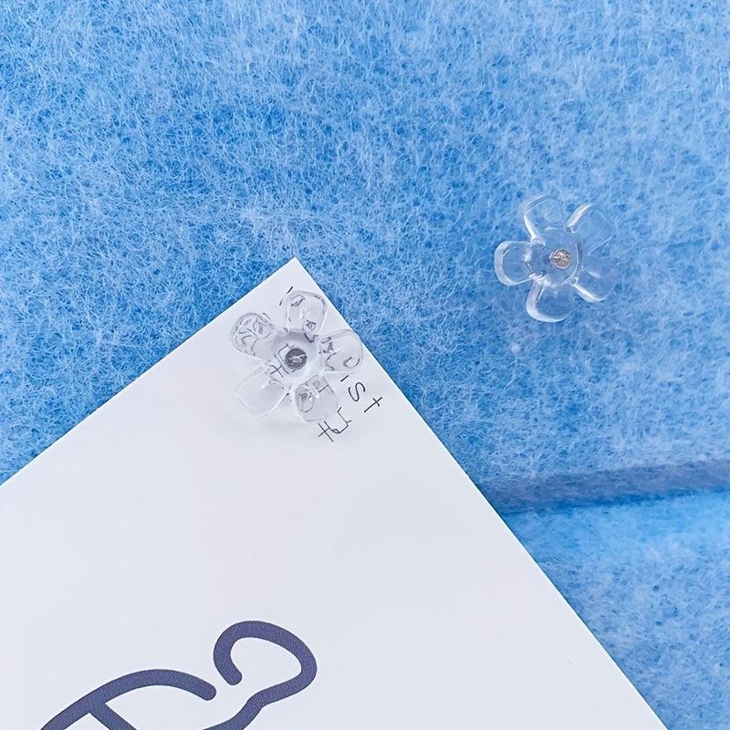 100 Pcs Transparent Flower Shaped Deco Nails Pushpin