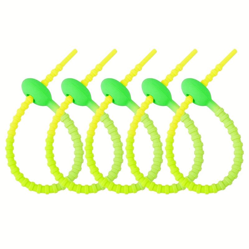 5pcs Gradient Silicone Cable Tie Keychain Data Cable Winder Random