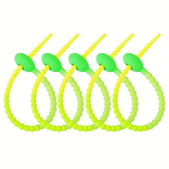 5pcs Gradient Silicone Cable Tie Keychain Data Cable Winder Random