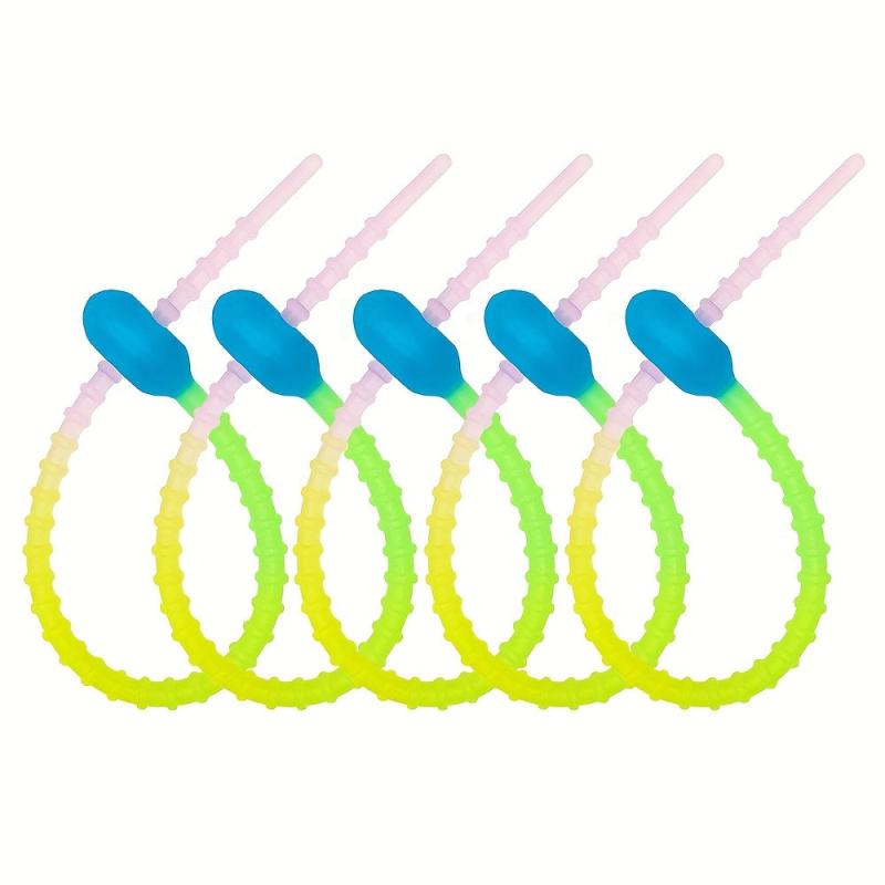 5pcs Gradient Silicone Cable Tie Keychain Data Cable Winder Random