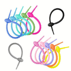 5pcs Gradient Silicone Cable Tie Keychain Data Cable Winder Random
