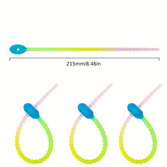 5pcs Gradient Silicone Cable Tie Keychain Data Cable Winder Random