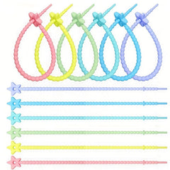 5pcs Gradient Silicone Cable Tie Keychain Data Cable Winder Random